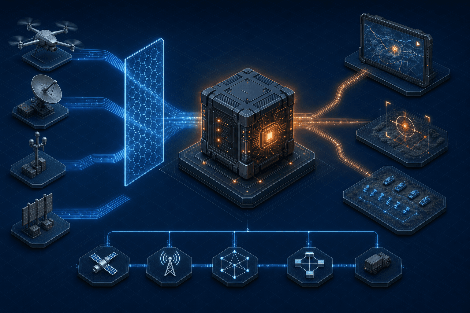 SoldierIQ architecture, isometric concept diagram